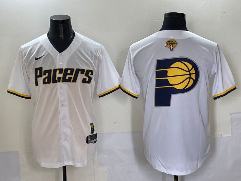 Men 2025 Indiana Pacers Blank White Joint Name NBA Jersey style 10